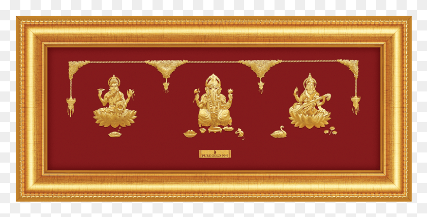 801x377 Trimurti Gold Frame Art, Architecture, Building, Temple HD PNG Download