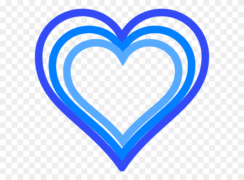 600x560 Triple Blue Heart Outline Clip Art Clip Art Blue Hearts, Heart, Rug, Light HD PNG Download
