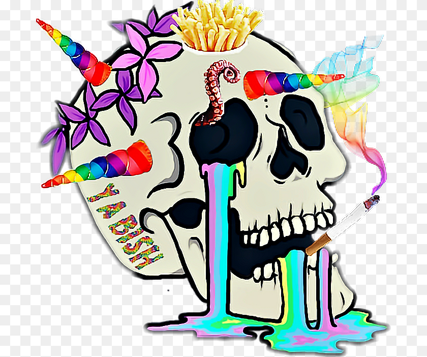Trippy Skull Smoking, Person, People, Hat, Clothing PNG