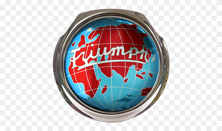 446x439 Triumph Globe Logo Car Grille Badge With Fixings Triumph Globe, Helmet, Clothing, Apparel HD PNG Download
