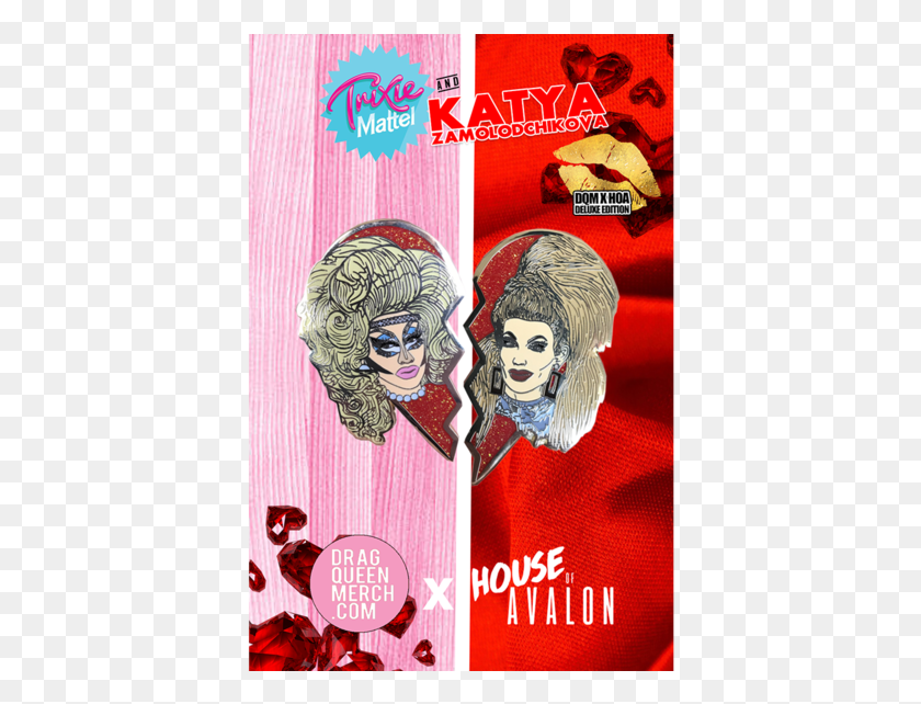 390x582 Trixie And Katya Pins, Poster, Advertisement, Collage HD PNG Download