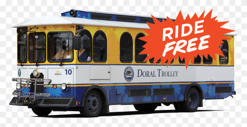 1500x717 Trolley Doral Trolley, Autobús, Vehículo, Transporte Hd Png