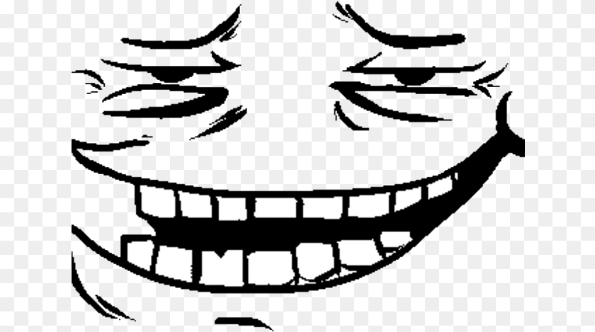Trollface Meme Omega Flowey Face, Body Part, Mouth, Person, Stencil Clipart PNG