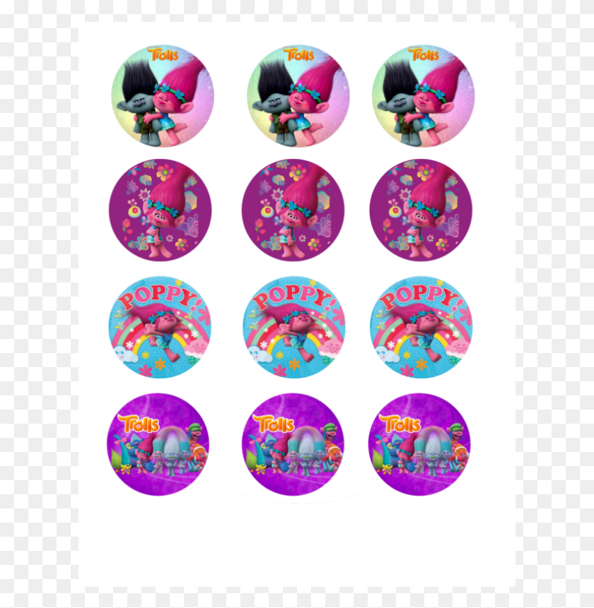619x801 Trolls Cupcake Toppers Christmas Tags For Cookies, Graphics, Sprinkles HD PNG Download
