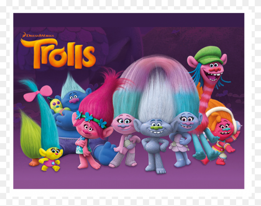 801x619 Trolls Rectangle Cake Topper Characters Dreamworks Trolls Character Names, Toy, Pac Man, Graphics HD PNG Download
