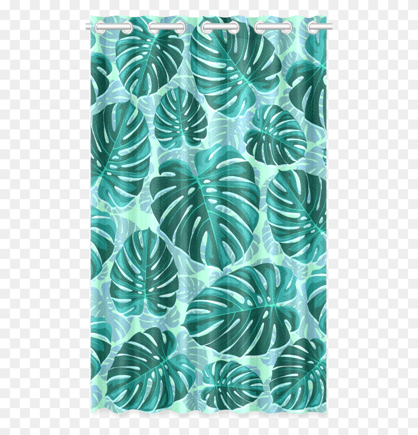 497x814 Tropical Leaf Monstera Plant Pattern New Window Curtain Motif, Rug, Floral Design, Graphics HD PNG Download