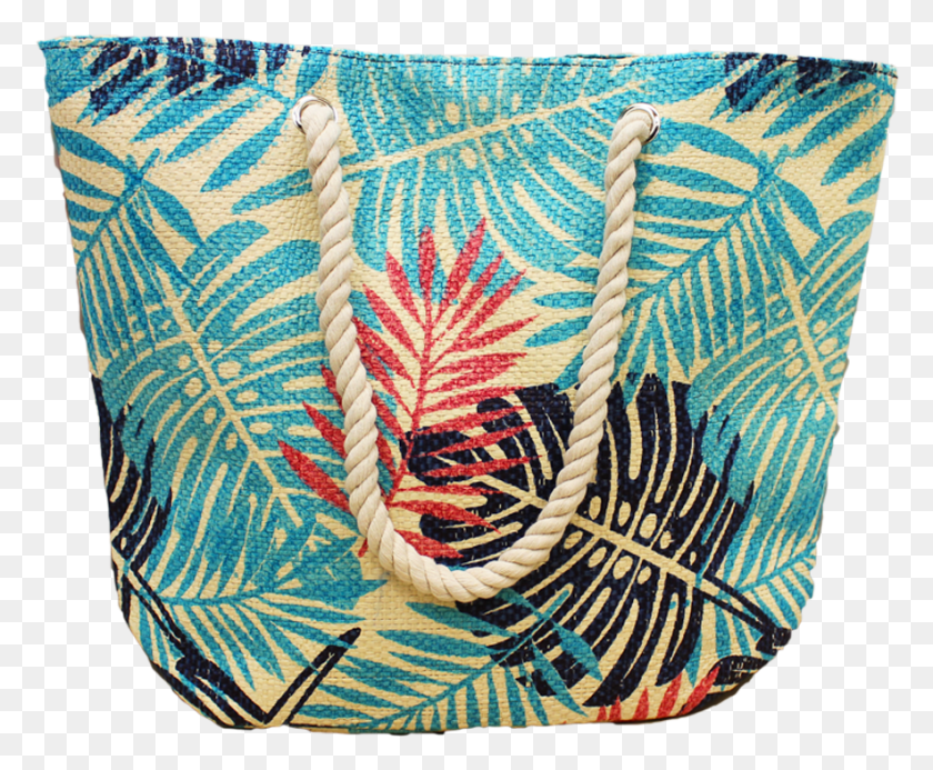 884x718 Tropical Palm Rope Handled Beach Tote Handbag, Rug, Spoke, Machine HD PNG Download