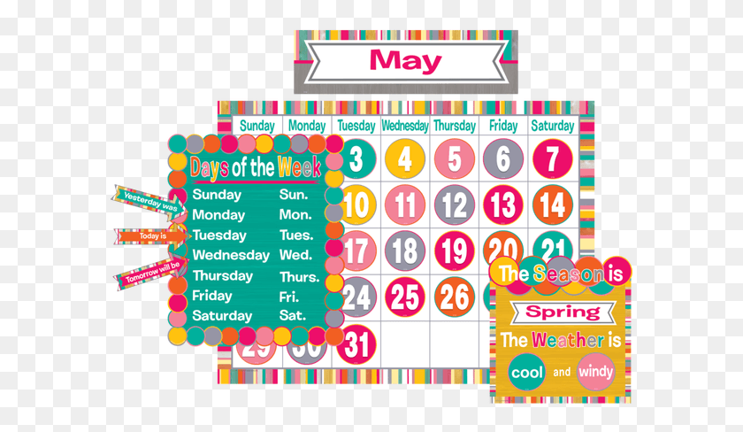 591x428 Tropical Punch Calendar Bulletin Board Teacher Created Resources Calendar Bulletin Board Set, Text, Number, Symbol HD PNG Download