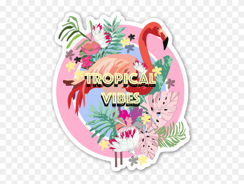 497x572 Tropical Vibes Sticker Tropical Sticker, Graphics, Floral Design Descargar Hd Png