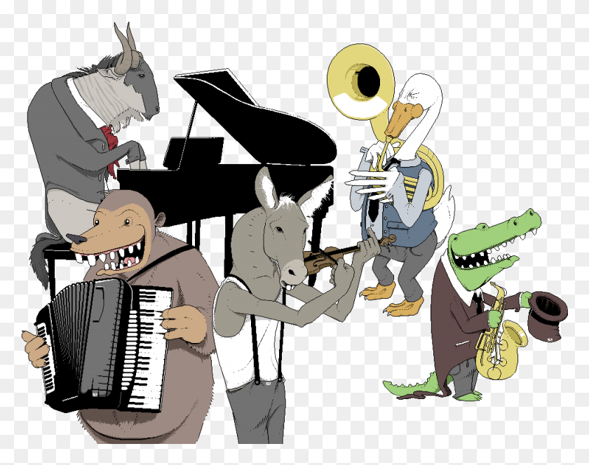 975x754 Troupe Cartoon, Person, Human, Musical Instrument HD PNG Download