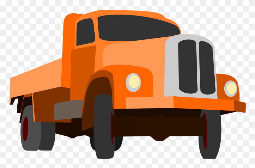 961x608 Truck Traffic Cargo Goods Orange Auto Machine Desenho Caminho Vermelho, Vehicle, Transportation, Van HD PNG Download