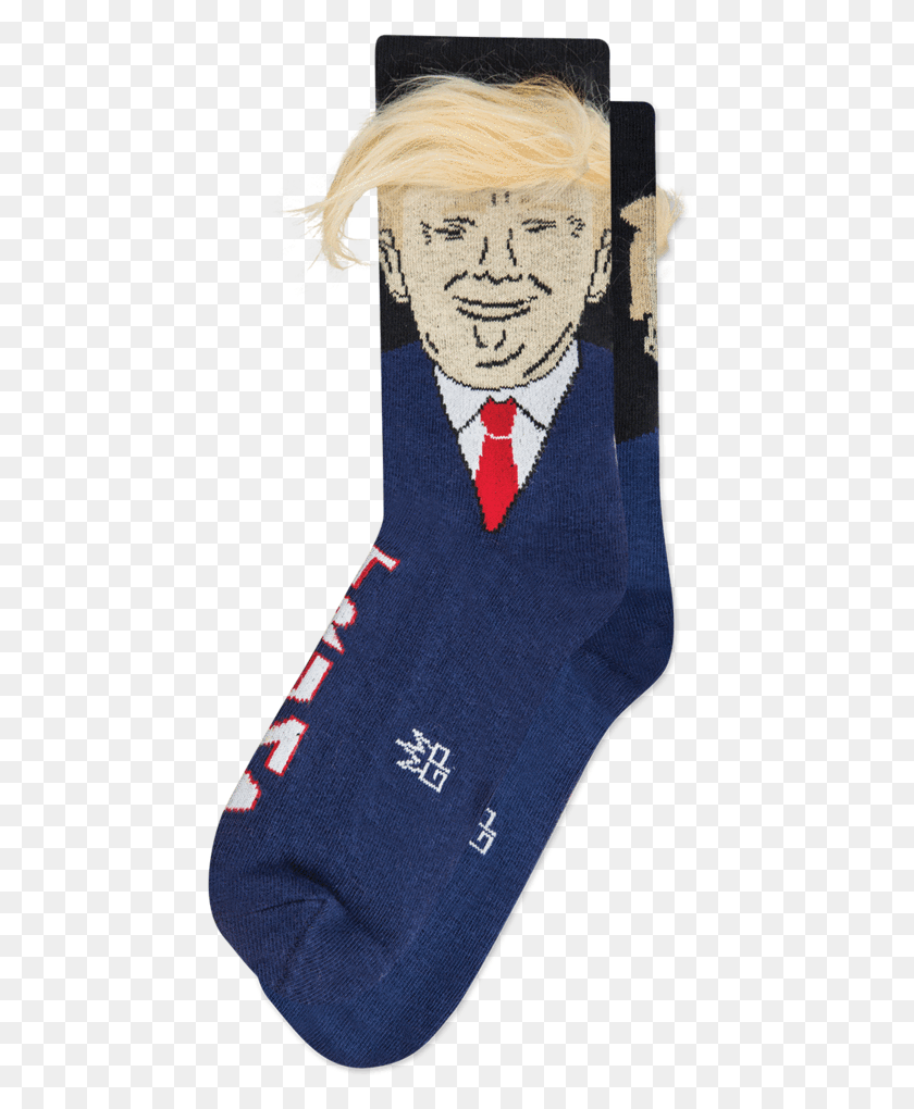 459x960 Trump Hair Dress Crew Socks Donald Trump Socks With Hair, Clothing, Apparel, Person HD PNG Download