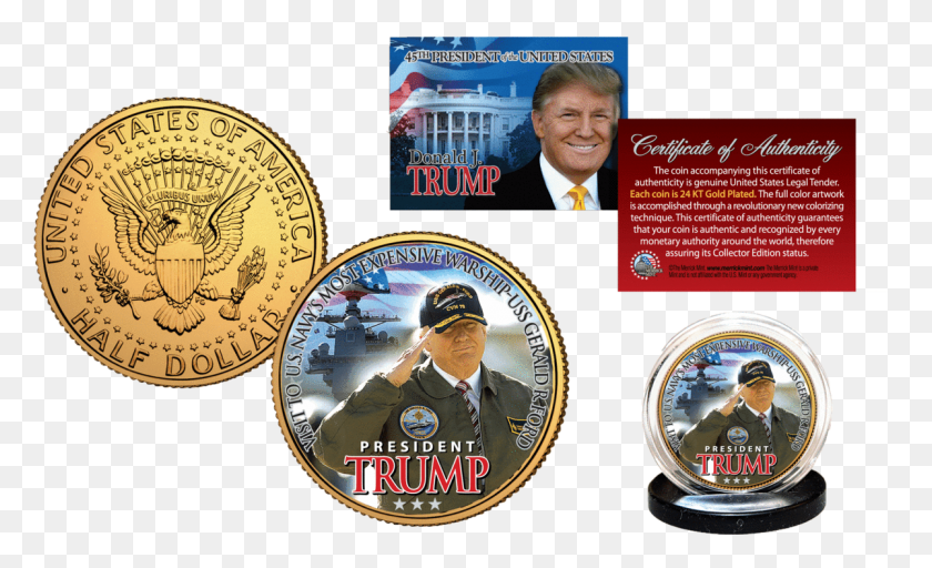 1200x696 Trump Navy Warship Uss Gerald R Kennedy Half Dollar, Person, Human, Clock Tower HD PNG Download