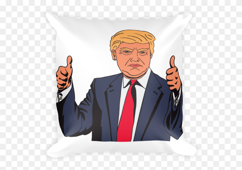 549x531 Trump Thumbs Up Trump Cartoon Thumbs Up, Pillow, Cushion, Tie HD PNG Download