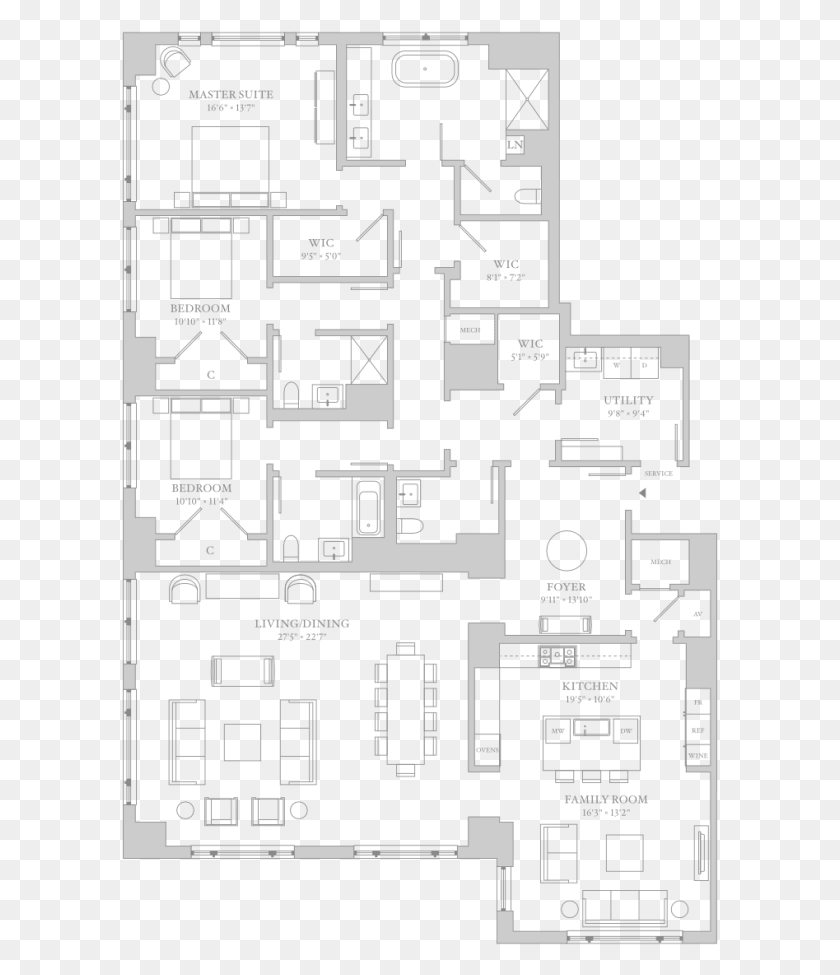 597x915 Trump Tower Condo That Steve Harvey Rented Sells For Floor Plan, Diagram, Plot, Floor Plan HD PNG Download