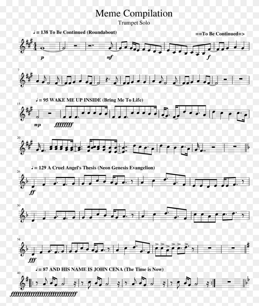 804x959 Trumpet Solo Once Upon A December Viola Sheet Music, Gray, World Of Warcraft HD PNG Download