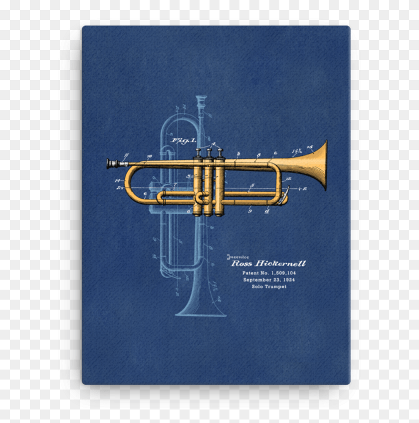 620x787 Trumpet Solo Wall Art Canvas Trumpet Blueprint, Horn, Brass Section, Musical Instrument HD PNG Download