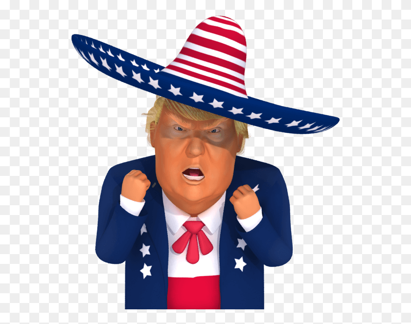 551x603 Trumpstickers Angry Mexican Trump 3d Caricature Cowboy Hat, Clothing, Apparel, Person HD PNG Download