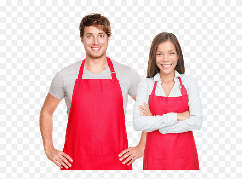 570x562 Try Our Coffee Shop Employee Scheduling Software For Coffee Shop Employee, Person, Human, Apron HD PNG Download