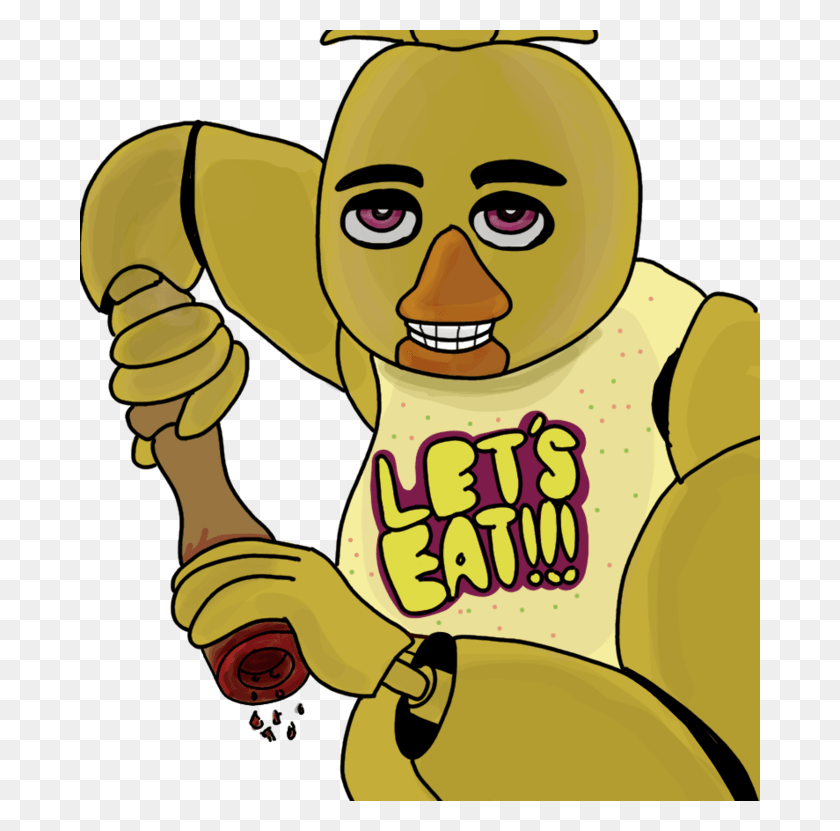 680x771 Ts Ainsley Harriott Cartoon Yellow Mammal Fictional Poster All Five Nights At, Face, Food, Hand HD PNG Download