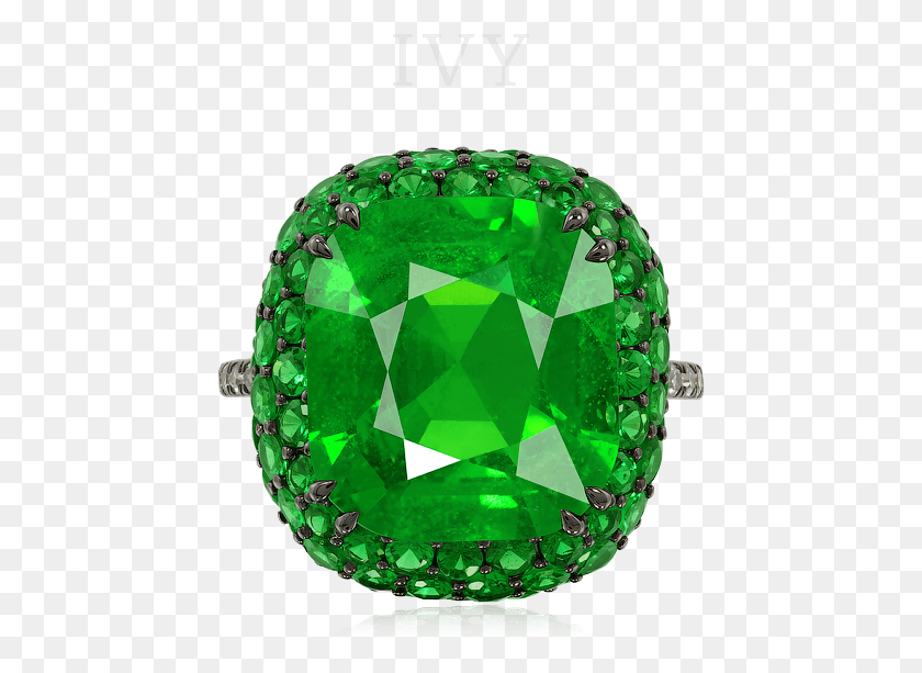 445x553 Tsavorite Garnet And Diamond Ring Ivy Centring On Emerald, Gemstone, Jewelry, Accessories HD PNG Download