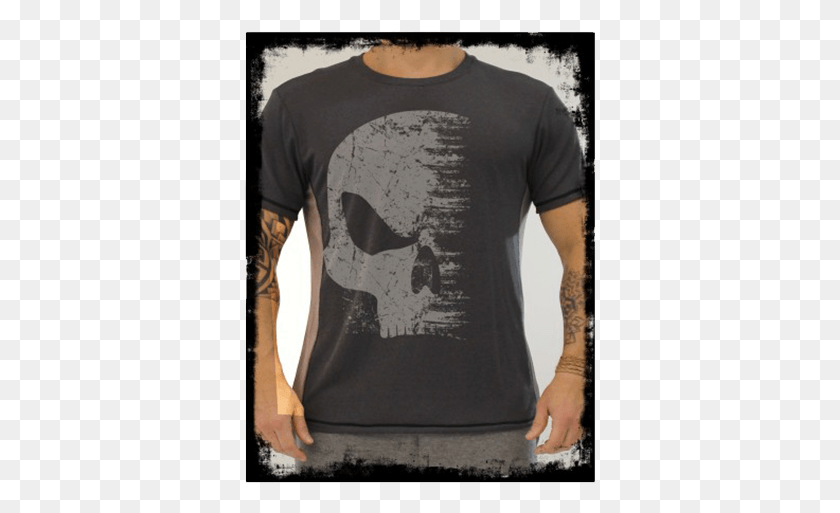 352x453 Tshirt Skull Cracked Active Shirt, Clothing, Apparel, T-shirt HD PNG Download