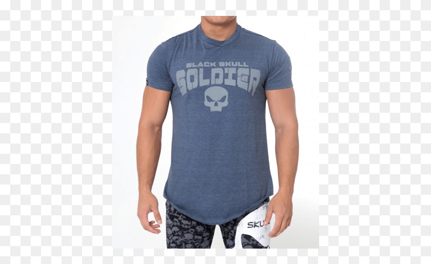 405x455 Tshirt Skull Soldier Blue Skull, Clothing, Apparel, T-shirt HD PNG Download