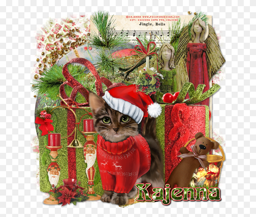 650x650 Tube By Kajenna Called Christmas Cat Tabby Cat, Plant, Tree, Crowd HD PNG Download