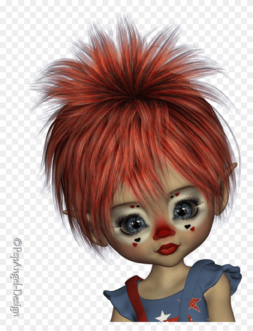 1081x1440 Tubes Kiki Clown Psp Tube Clowns, Doll, Toy, Hair HD PNG Download
