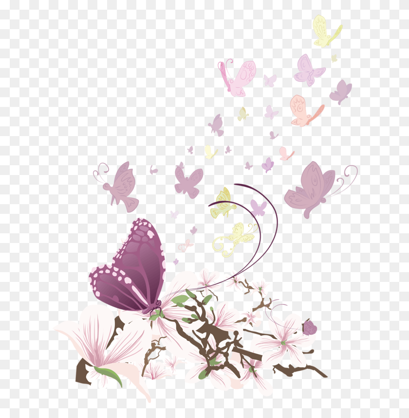 632x800 Трубки Papillons Mariposas Y Libelulas, Графика, Цветочный Дизайн Hd Png Скачать