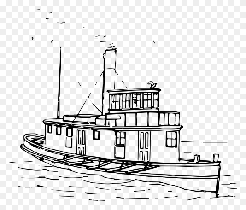 853x720 Tugboat Clipart Tug Boat Barco A Vapor Desenho, Gray, World Of Warcraft HD PNG Download