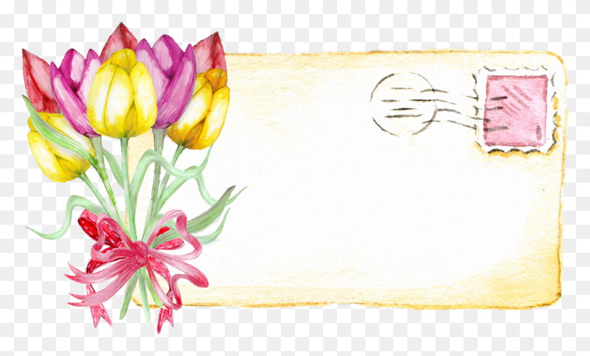 Tulip Post Card Label Vintage Floral Decoration Tulipa Cartao, Envelope, Plant, Flower HD PNG Download