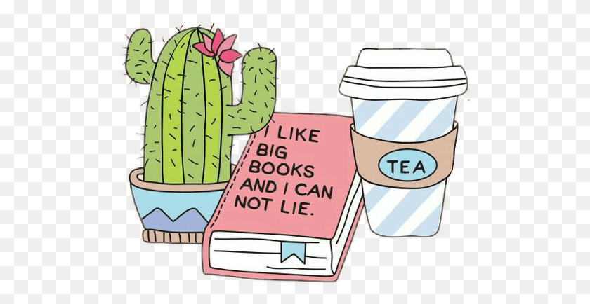 498x374 Tumblr Cactus Tea Book Cacto Champ225 Livro Симпатичные Обои Для Книг, Растение, Динамит, Бомба Png Скачать