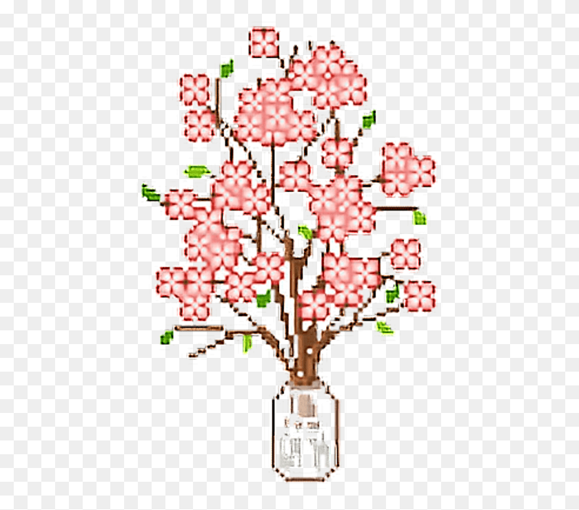 446x681 Descargar Png Tumblr Flowers Pixel Pink, Cute Kawaii Flower Pixel Art, Árbol, Planta, Flor Hd Png.