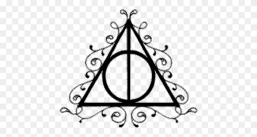 450x390 Tumblr Harry Potter Potter Reliquias Blackandwhite Transparente Reliquias De La Muerte Símbolo, Araña, Lámpara, Triángulo Hd Png Descargar