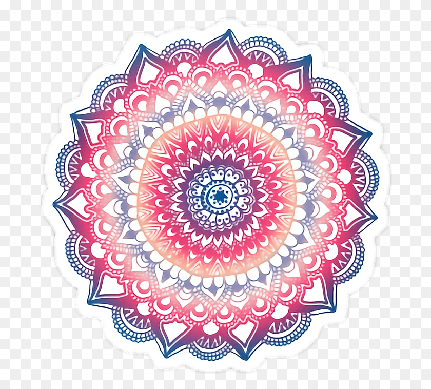 688x698 Tumblr Pattern Colorful Flower Mandalas Stickers, Ornament, Label, Text HD PNG Download