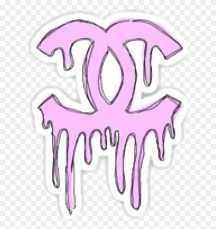 630x830 Tumlr Dripping Pink Chanel Logo, Symbol, Hook, Purple HD PNG Download