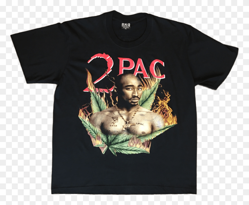1000x812 Tupac Fire Weed Leaf T Shirt Active Shirt, Clothing, Apparel, T-shirt HD PNG Download