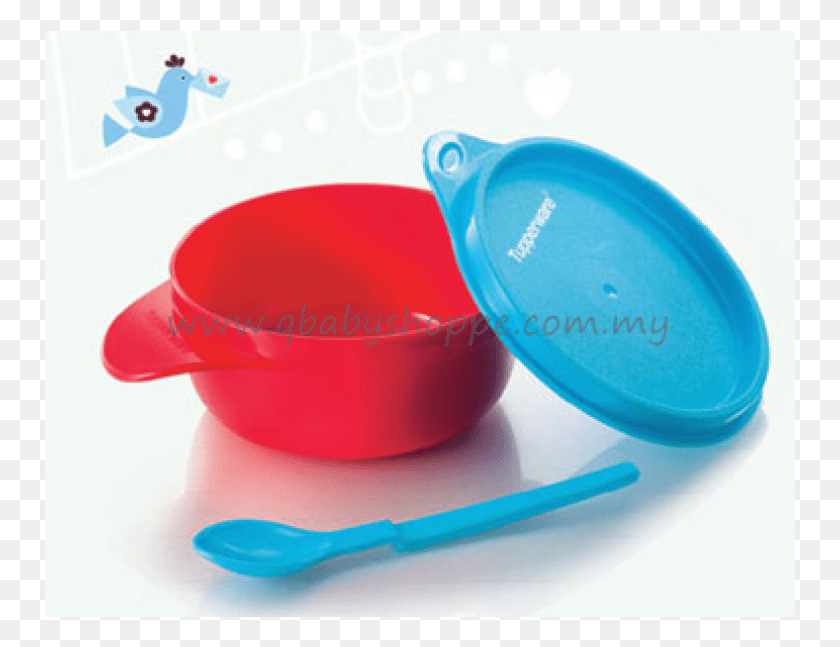 751x587 Tupperware Easy Grip Bowl С Le Hang On Spoon Qbaby Produk Untuk Kanak Kanak Tupperware, Чашка, Пластик, Сюжет Hd Png Скачать