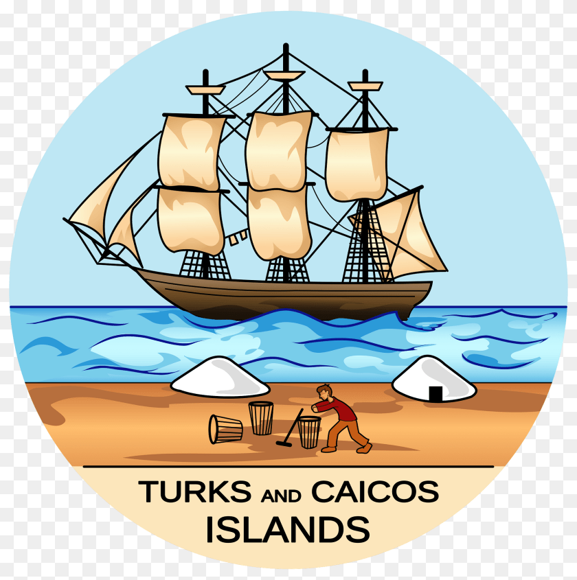 1908x1920 Turks And Caicos Old Seal Clipart, Boat, Sailboat, Transportation, Vehicle Sticker PNG