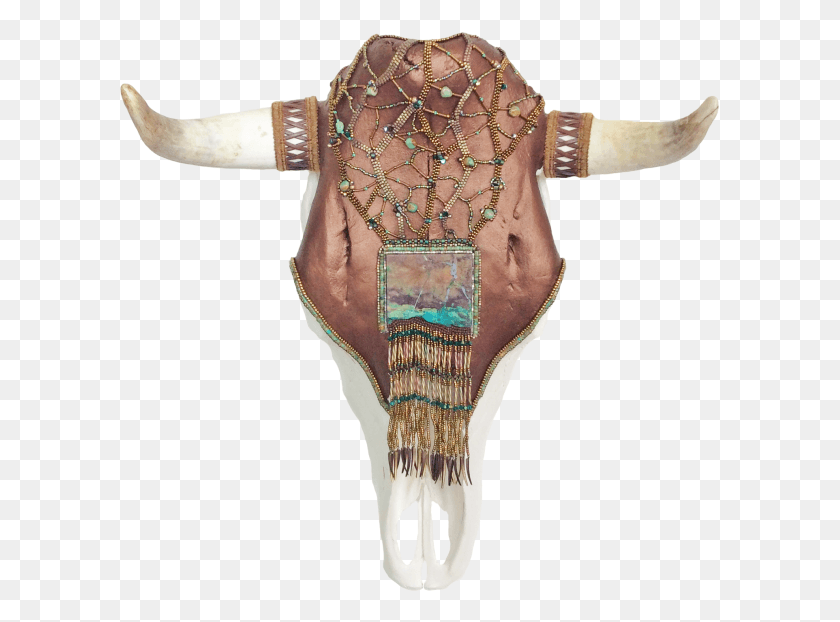 601x562 Turquoise Fringe Cow Skull Bull, Person, Human, Mammal HD PNG Download