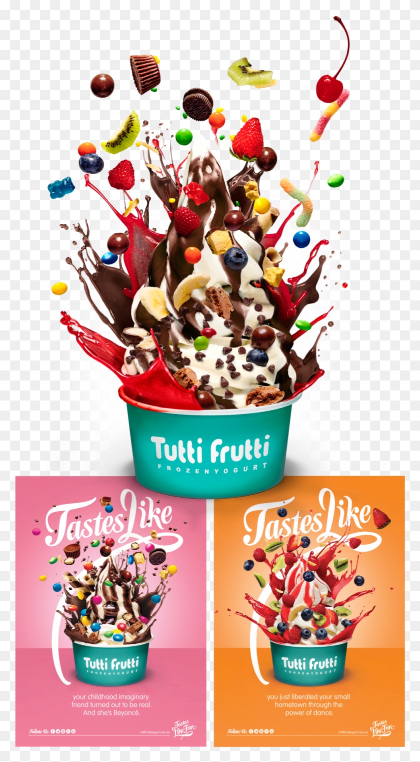 981x1840 Вывеска Мороженого Tutti Frutti, Сливки, Десерт, Еда Hd Png Скачать