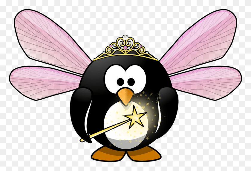 960x635 Tux Animal Bird Cute Crown Elf Fairy Fairy Dust Penguin Fairy, Accessories, Accessory, Jewelry HD PNG Download