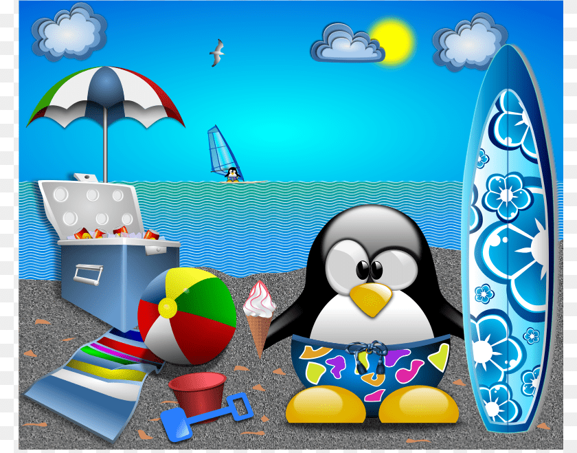 Tux At The Beach By, Water, Sea Waves, Sea, Outdoors Clipart PNG