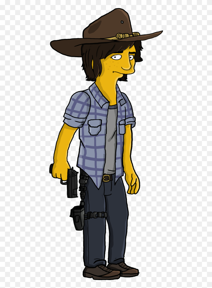 454x1084 Twd Drawing Carl Transparent Amp Clipart Free Carl Grimes Simpsons, Hat, Clothing, Apparel HD PNG Download