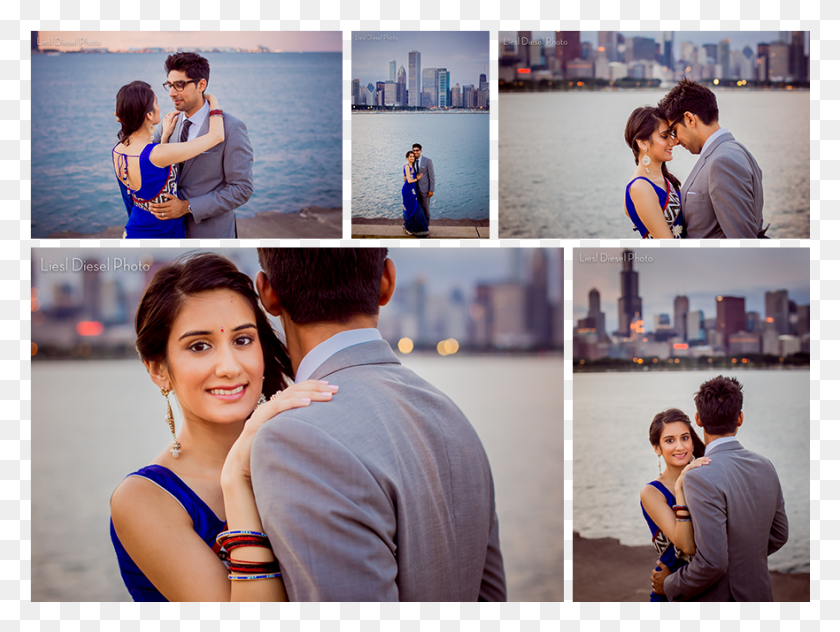881x647 Twinkle City Lights Adler Planetarium Chicago Skyline Indian Couple Photo Shoots, Collage, Poster, Advertisement HD PNG Download