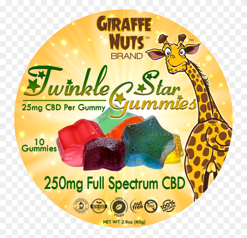 750x750 Twinkle Star Gummies Giraffe Nuts Cbd, Еда, Желе, Сладости Png Скачать