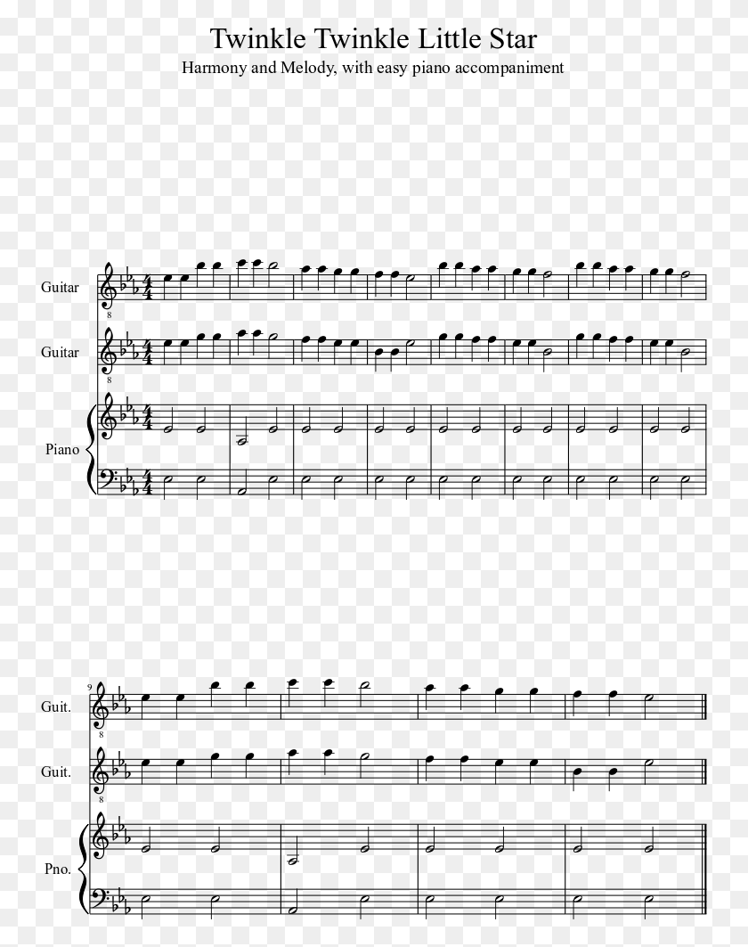 749x1003 Twinkle Twinkle Little Star Sheet Music 1 Of 1 Pages Twinkle Twinkle Little Star Harmony, Gray, World Of Warcraft HD PNG Download