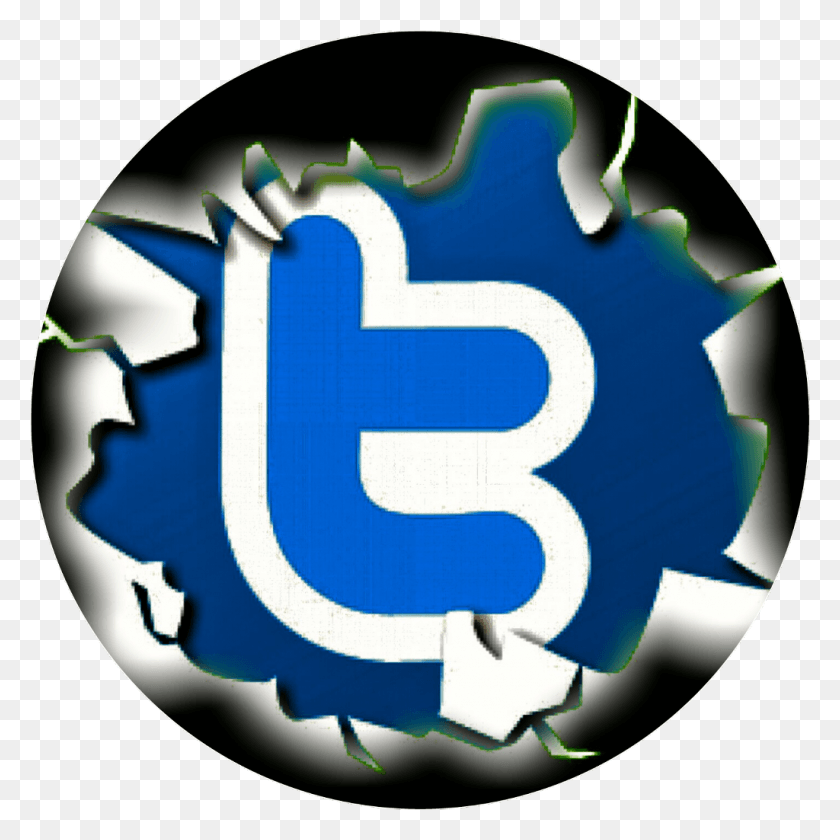1024x1024 Descargar Png Etiqueta Engomada De Twitter Agrietado Icono De Twitter, Logotipo, Símbolo, Marca Registrada Hd Png