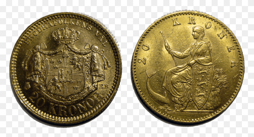2428x1222 Two 20kr Gold Coins 1900 Swedish Krona HD PNG Download